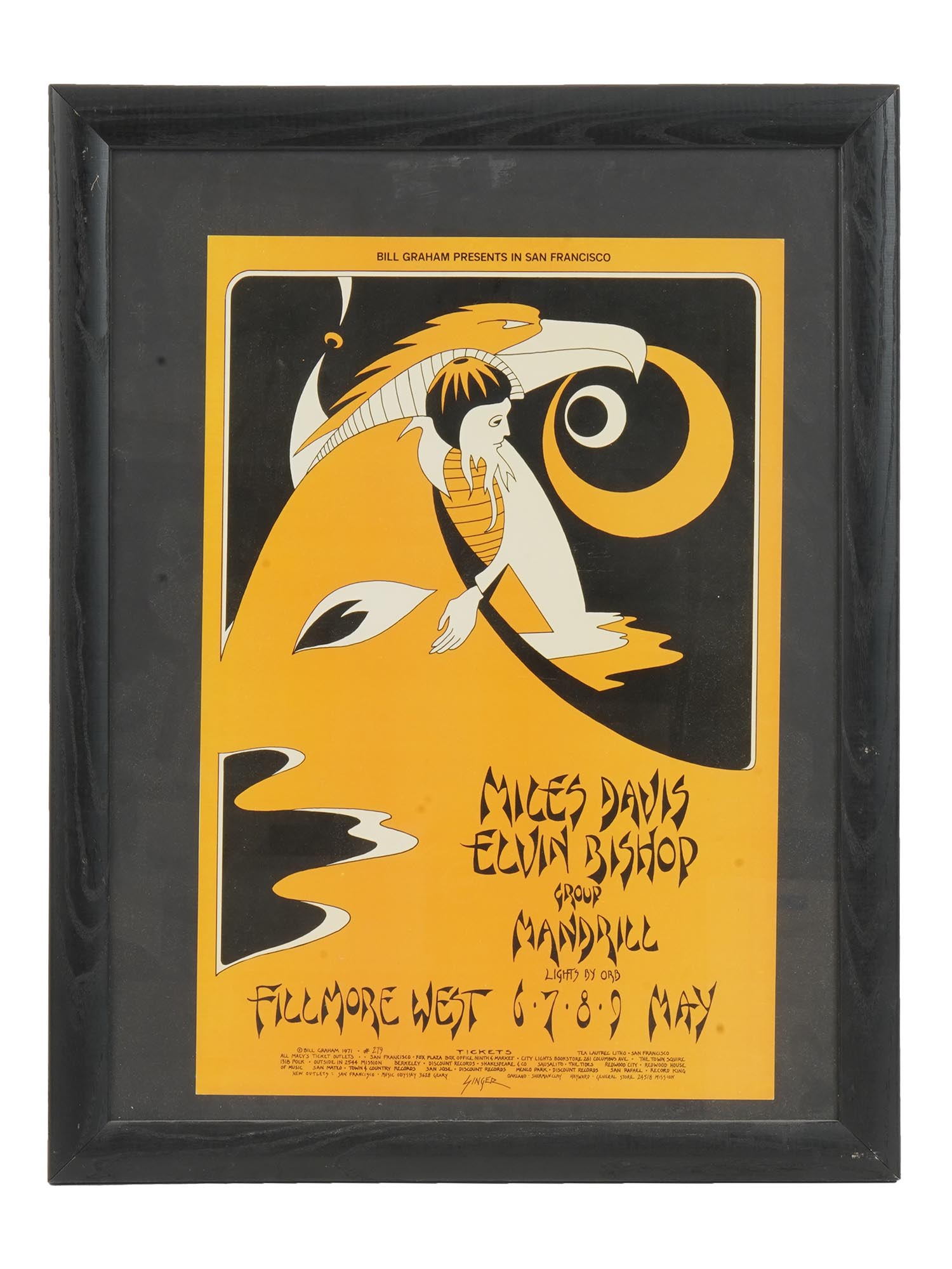 1971 MILES DAVIS ELVIN BISHOP MANDRILL SHOW PRINT PIC-0